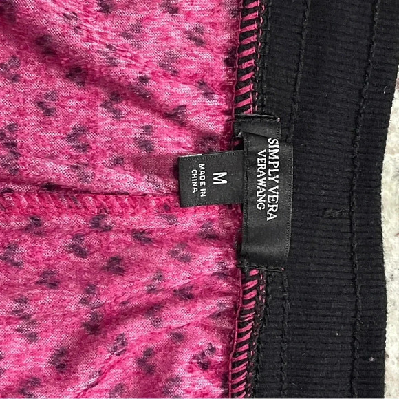 Simply Vera By Vera Wang Casual Velour Like Joggers Size Medium Pink Printed - Picture 3 of 10